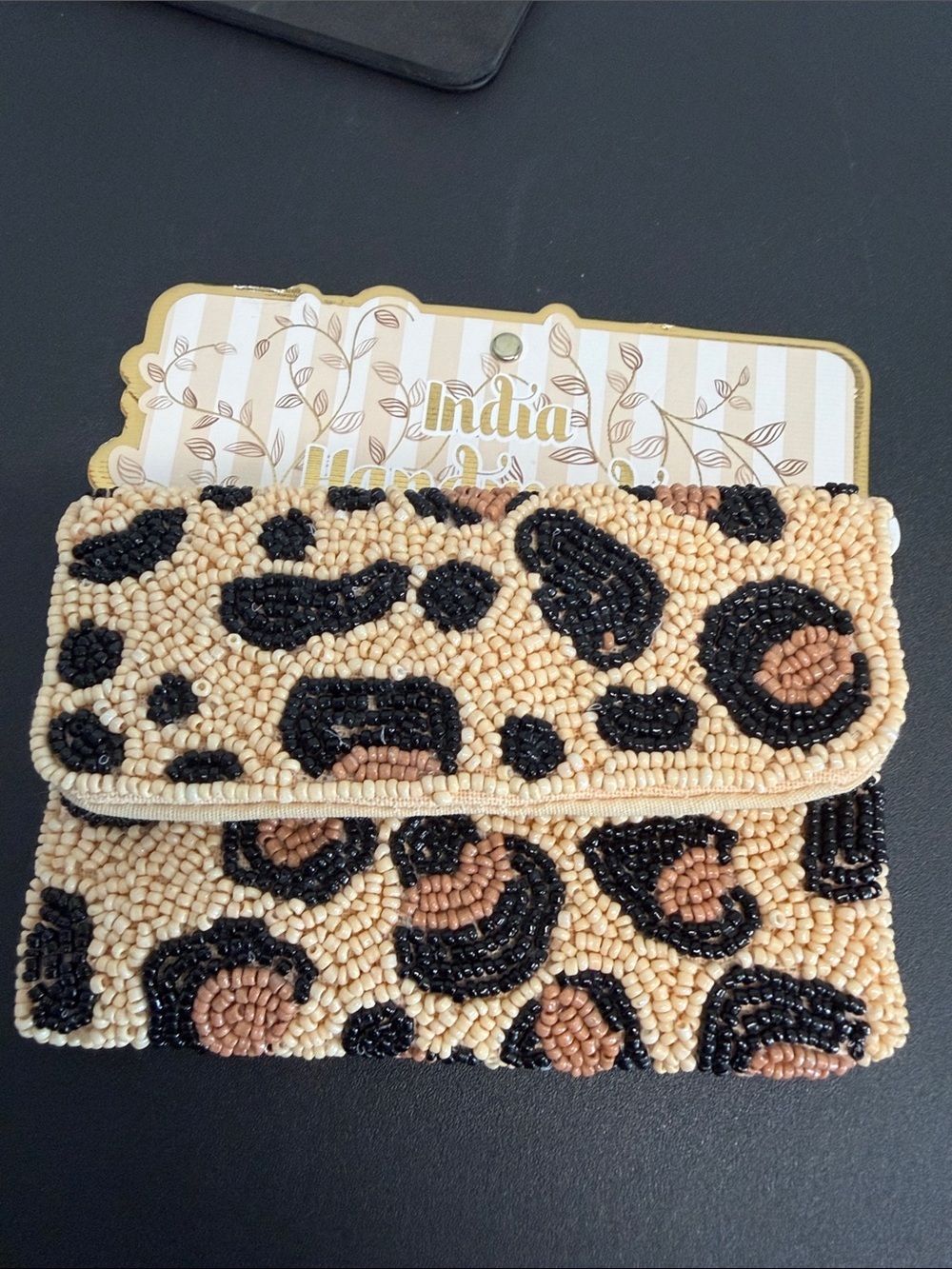India Handmade | Beaded Leopard Print Wallet 🐆